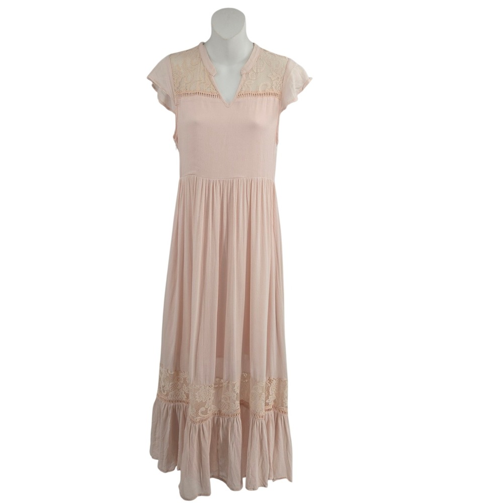 Mia Joy Maxi Dress Girls Size 12 Pink Lace Boho Chic Special Occasion Garden